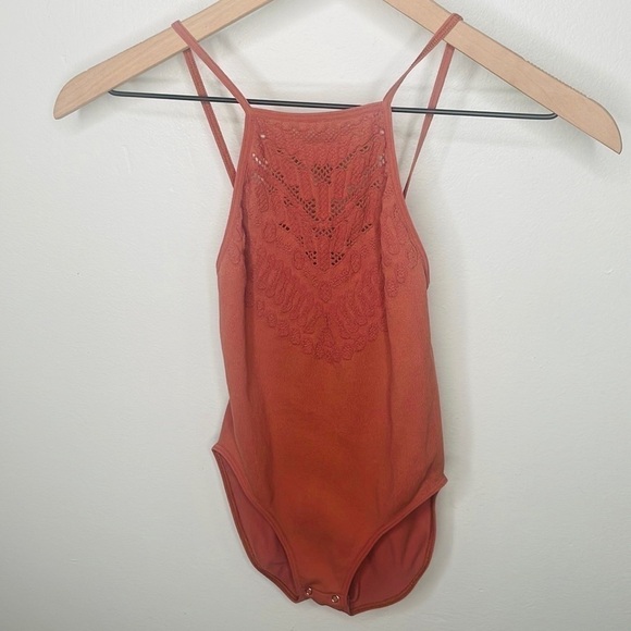Free People mauve ribbed bodysuit Sz XS - Picture 4 of 7